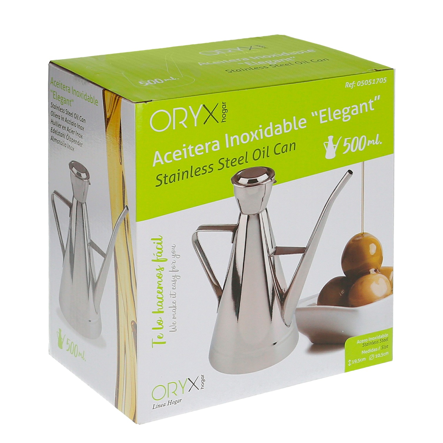 Aceitera Acero Inoxidable Modelo Elegant 500 ml.