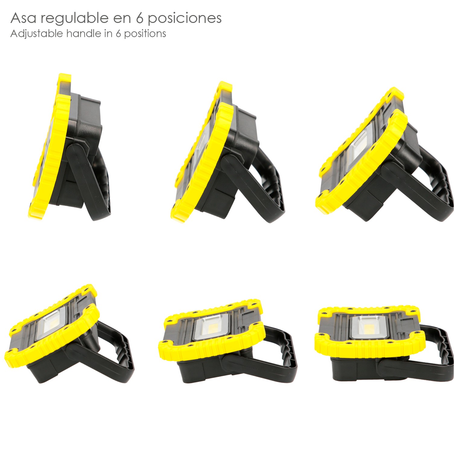 Linterna de Trabajo Led Multifunción Recargable 2.000 mAh. / 10 W. / 500 Lúmenes / 4 Imanes / Bateria Externa / Soporte 180º
