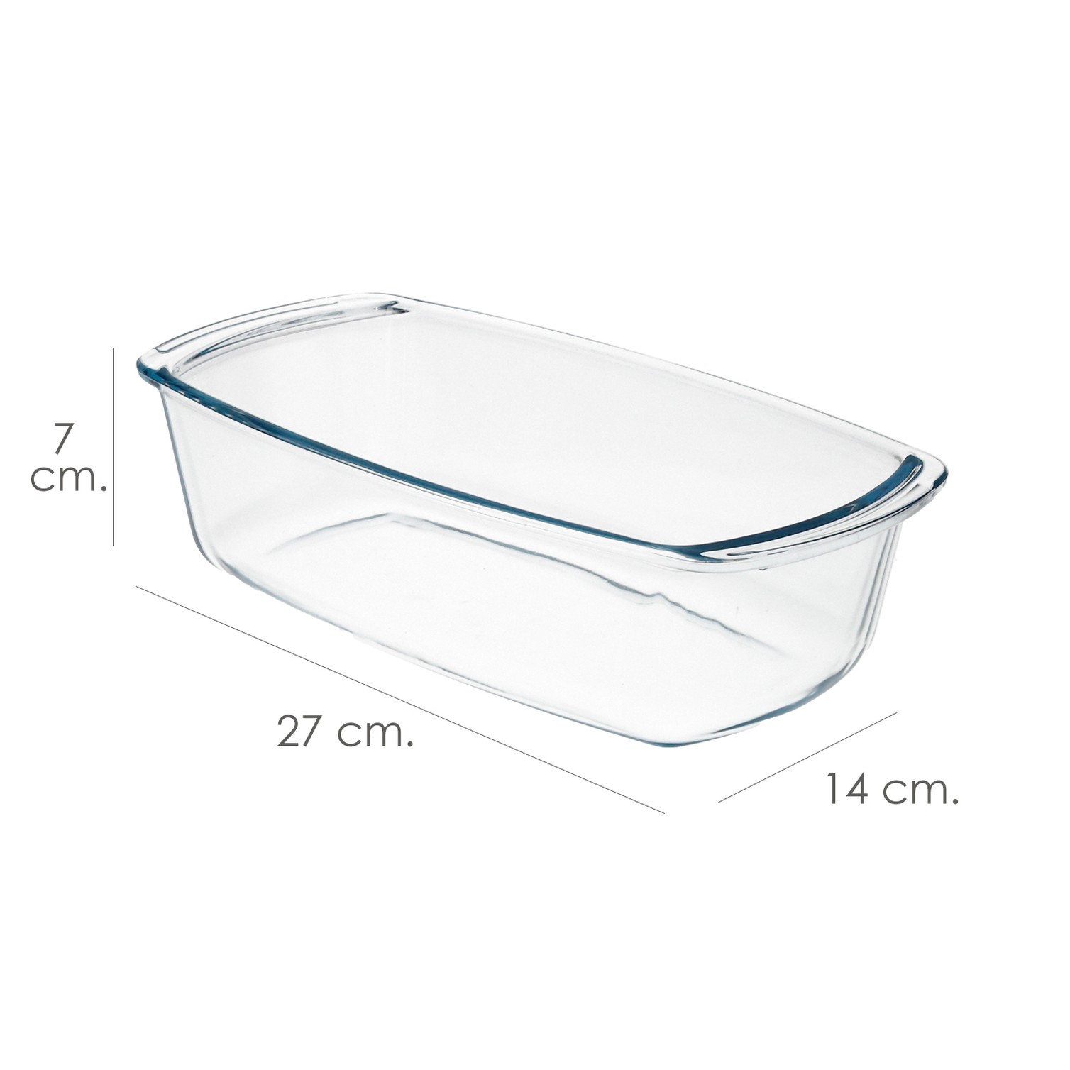 Fuente Cristal Para Horno, 1.5 Litros, Molde Especial Reposteria, 27x14x7 cm.