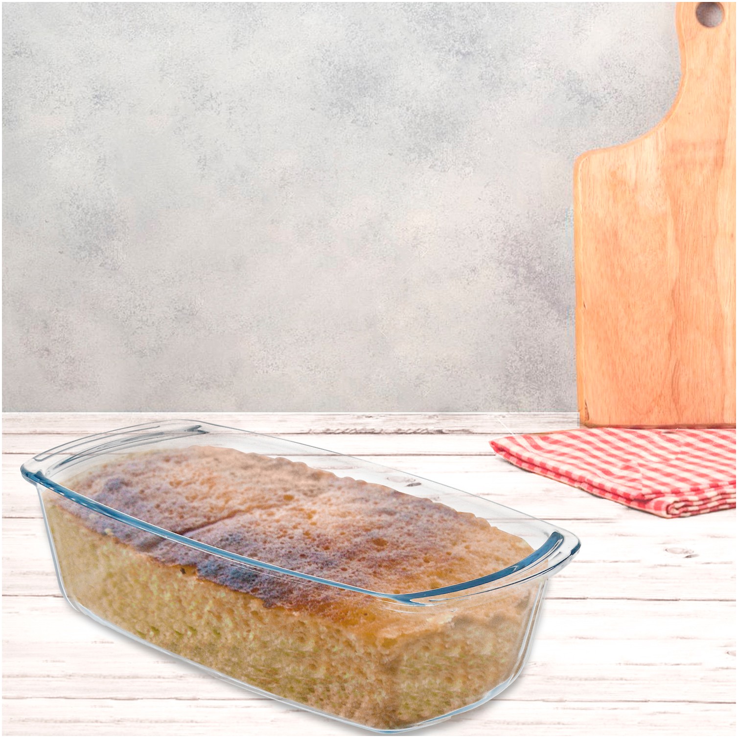 Fuente Cristal Para Horno, 1.5 Litros, Molde Especial Reposteria, 27x14x7 cm.