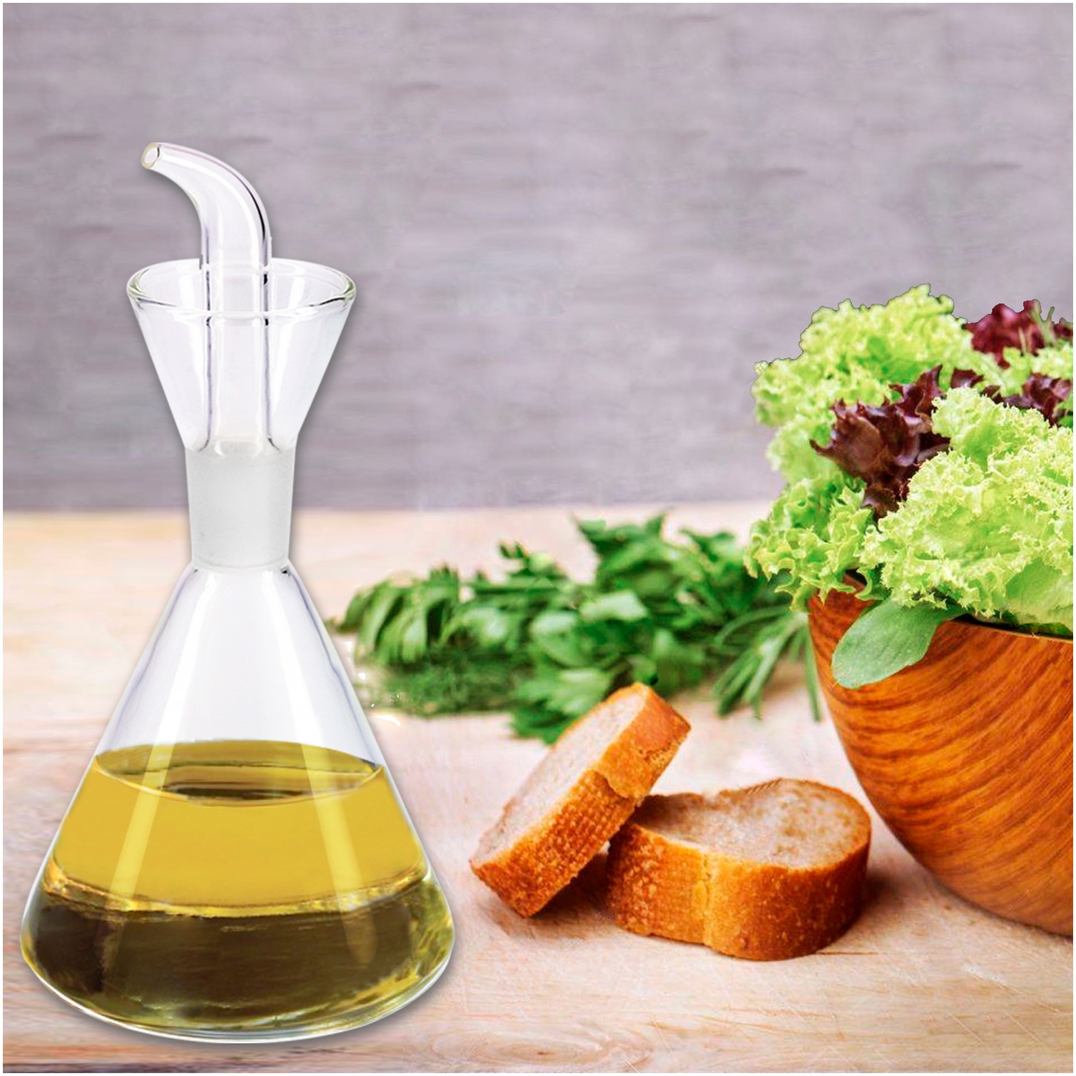 Aceitera De Cristal Con Sistema Antigoteo, Capacidad 250 ml.