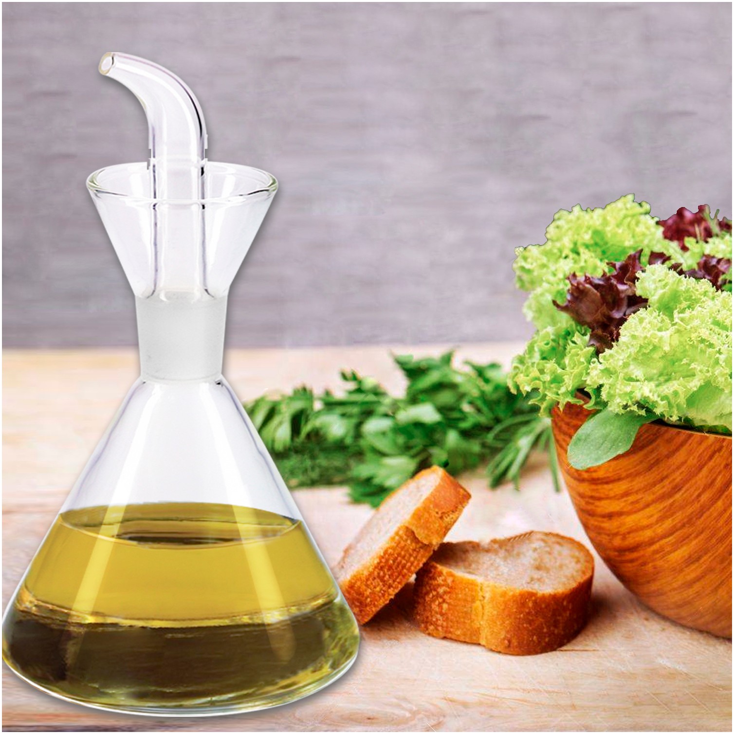 Aceitera De Cristal Con Sistema Antigoteo, Capacidad 500 ml.