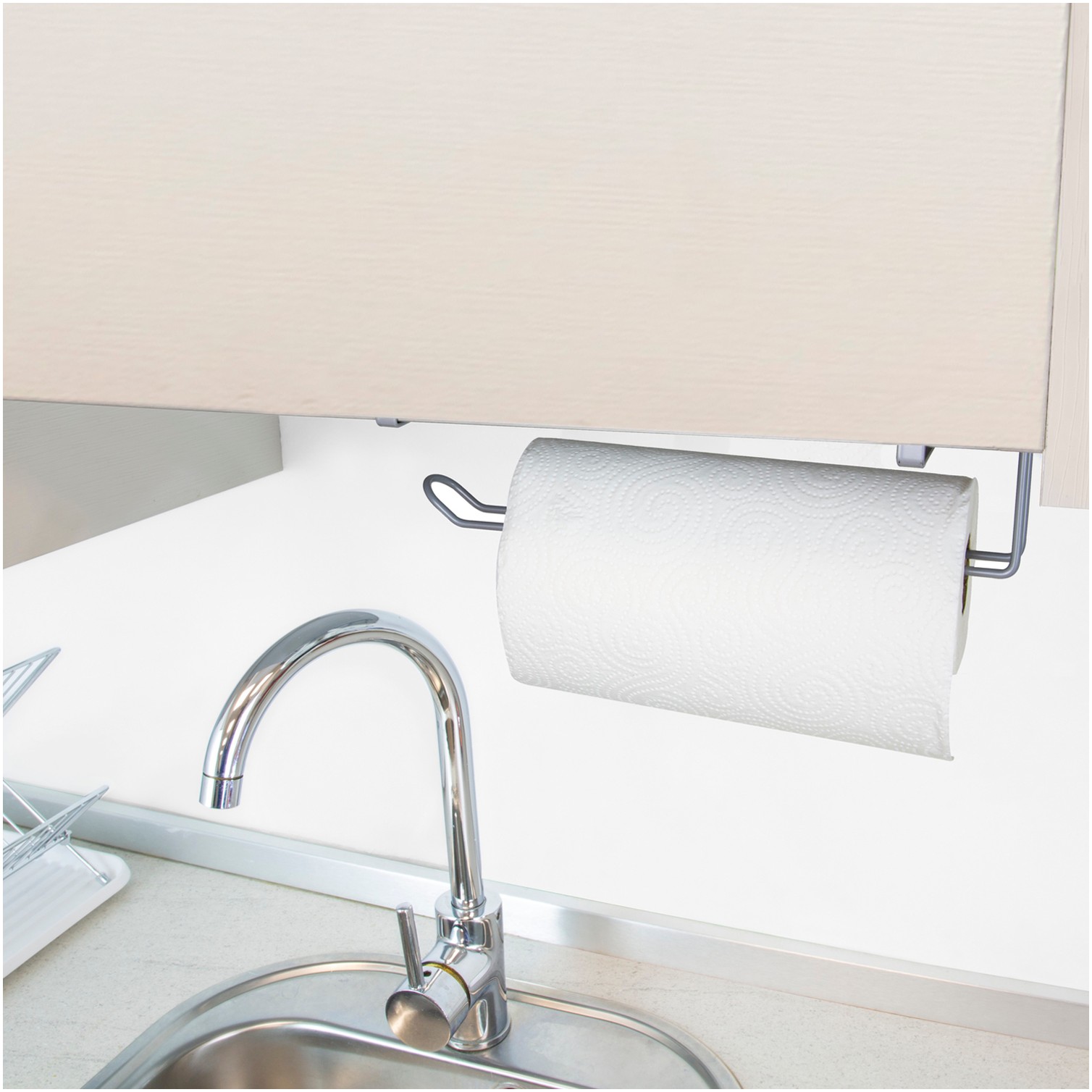 Colgador Portarrollos Papel Cocina, Acero Para Puertas, Encimeras, Muebles. 32,5x18x10 cm.