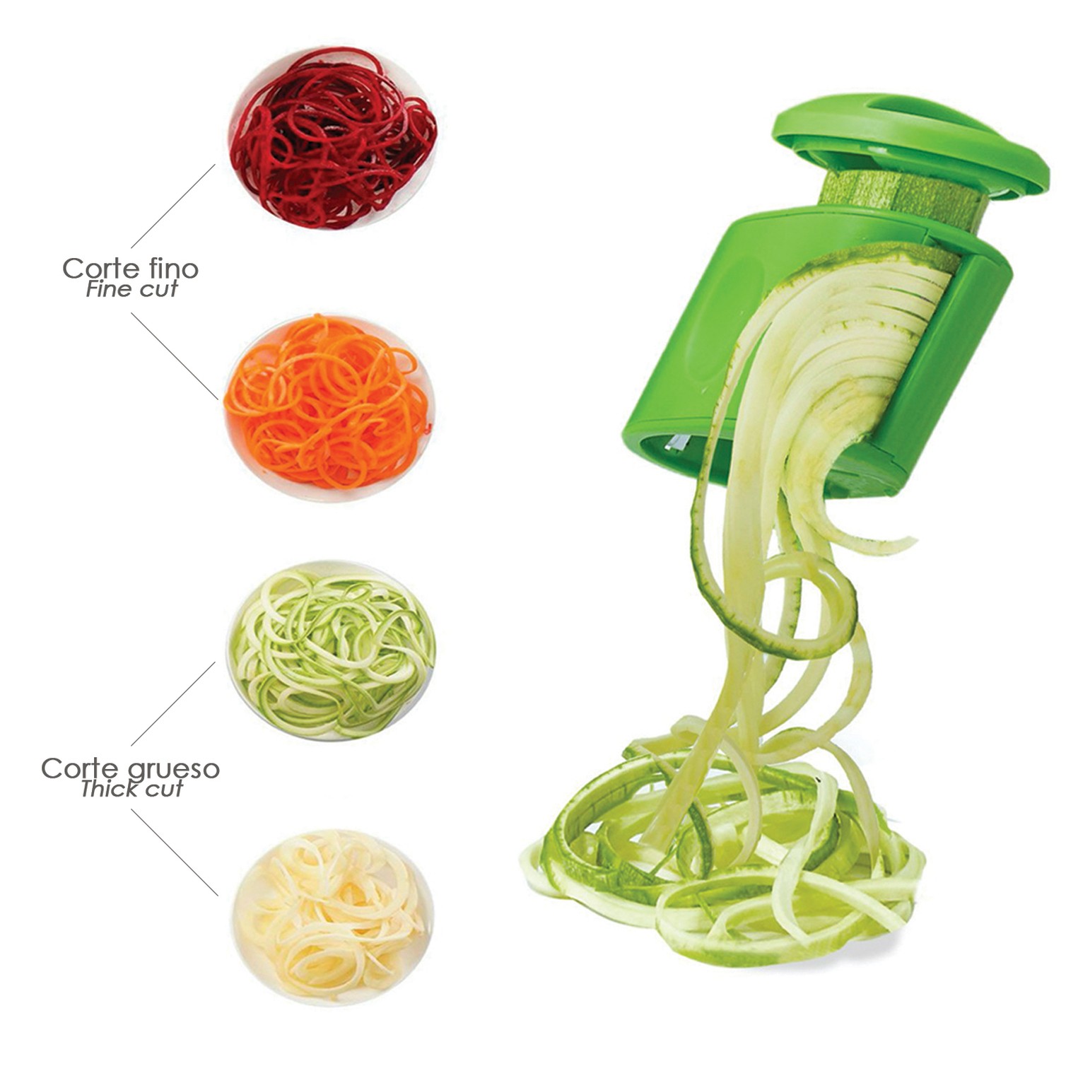Cortador De Verduras Doble Cuchilla Inoxidable, Forma En Espiral
