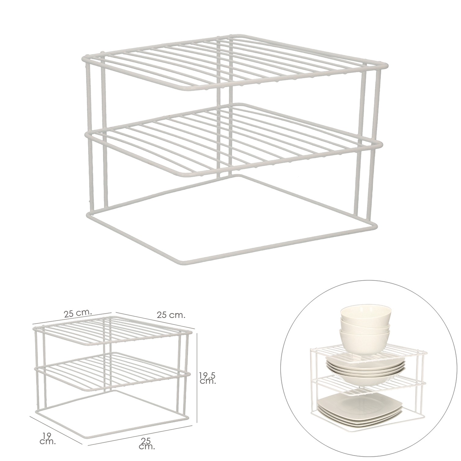 Estante Forma De Esquina Para Cocina, 90 Grados, 3 niveles