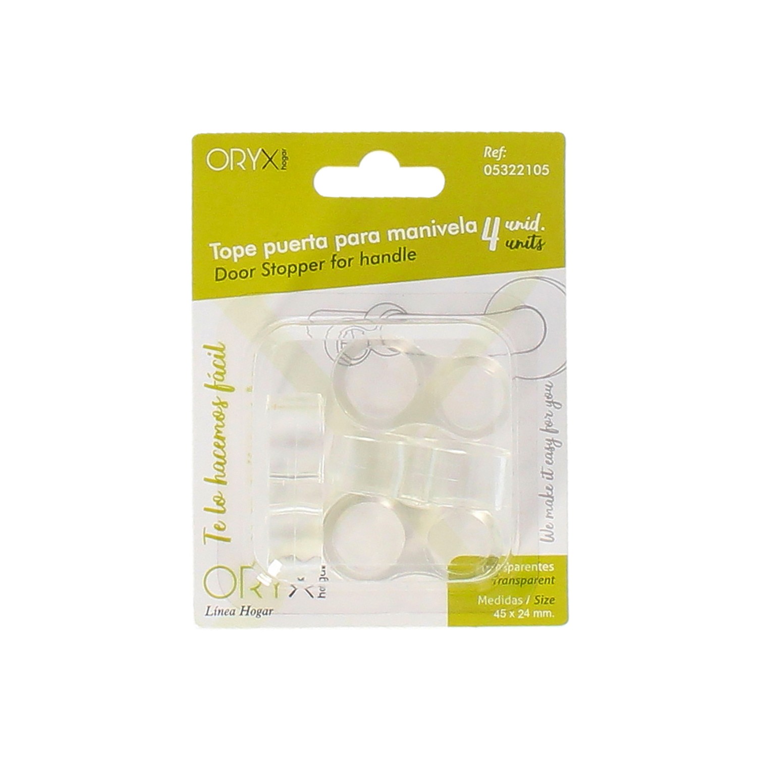 Tope Puerta Para Manivela Transparente (Blister 4 Unidades)