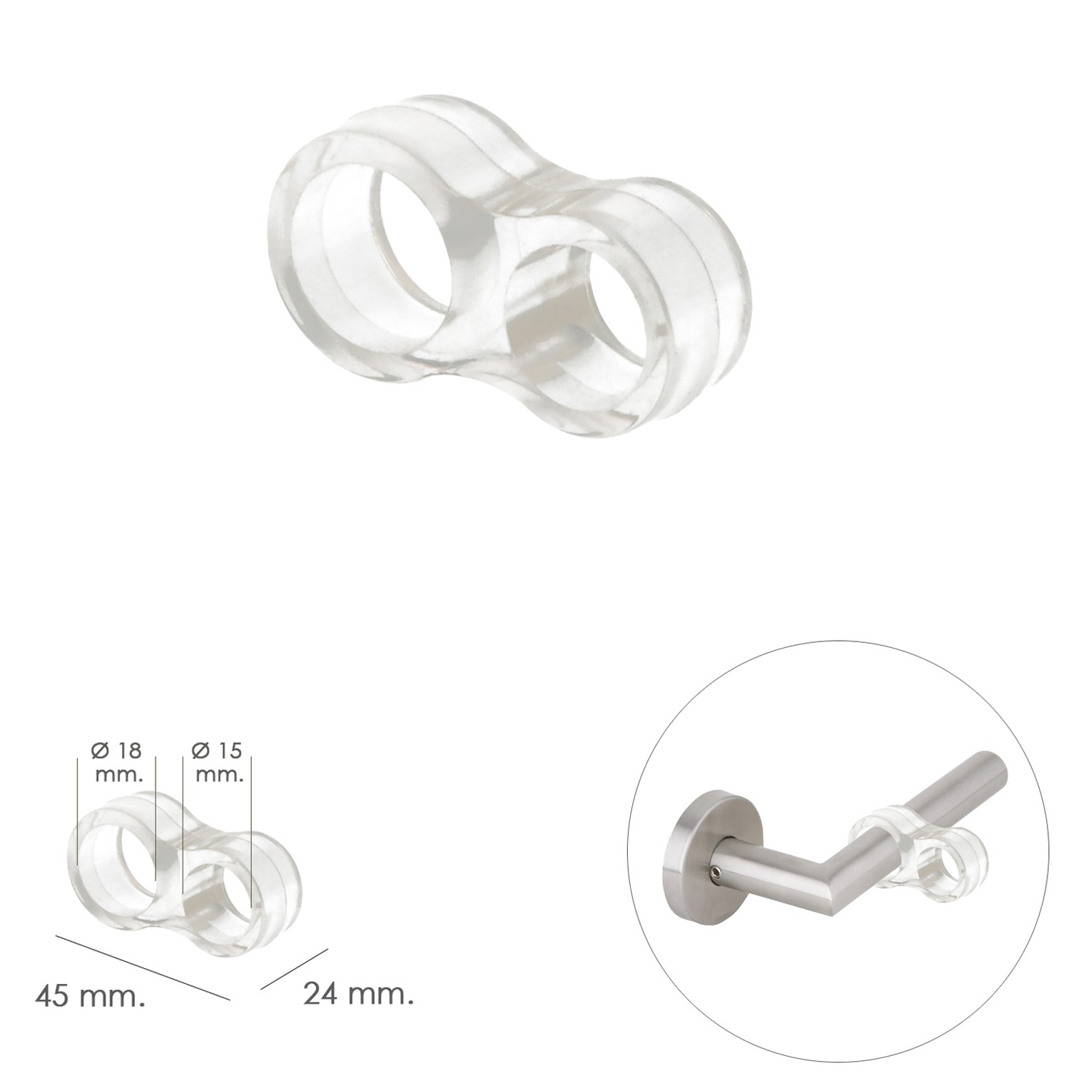 Tope Puerta Para Manivela Transparente (Blister 4 Unidades)