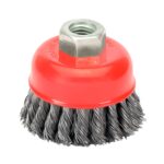 Cepillo Taza Con Alambre De Acero Trenzado Rosca M14, Ø 100 mm. Alambre de Ø 0,50 mm.