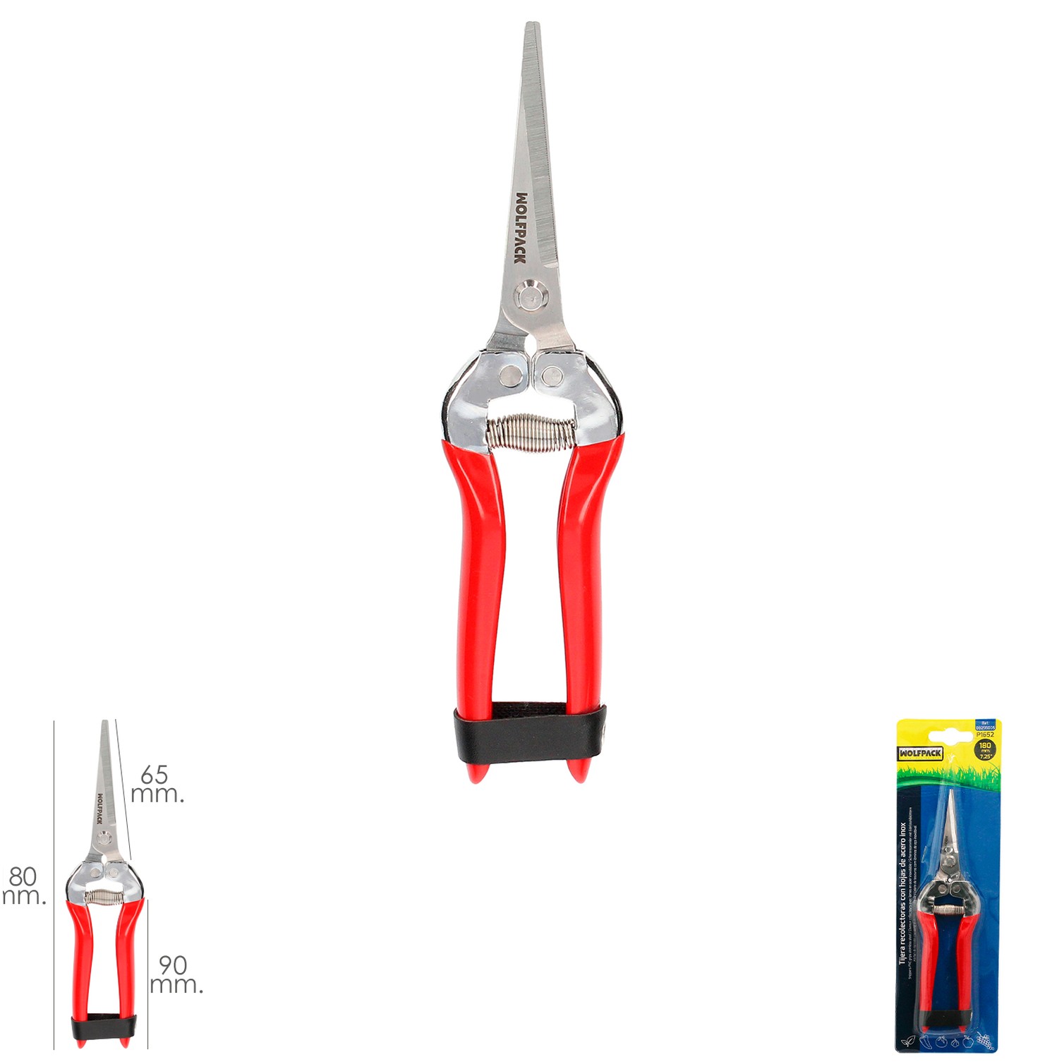 Tijeras Recolectoras 180 mm. 1 Mano P-1652, Hojas de Acero Inoxidable