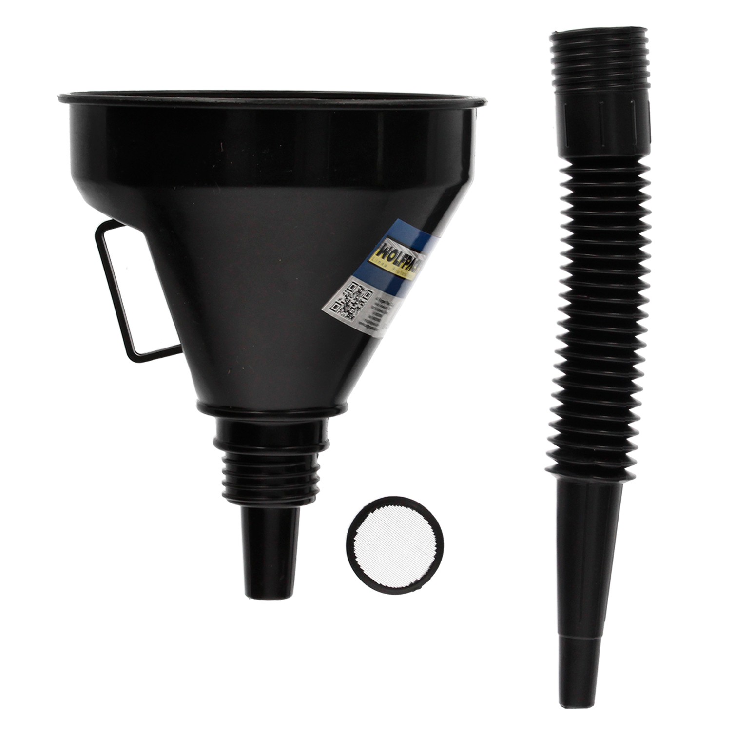 Embudo Boca Ancha Ø 145 mm.Con Prolongador Flexible y Filtro Metalico. Embudo gasoil, embudo gasolina, embudo combustible