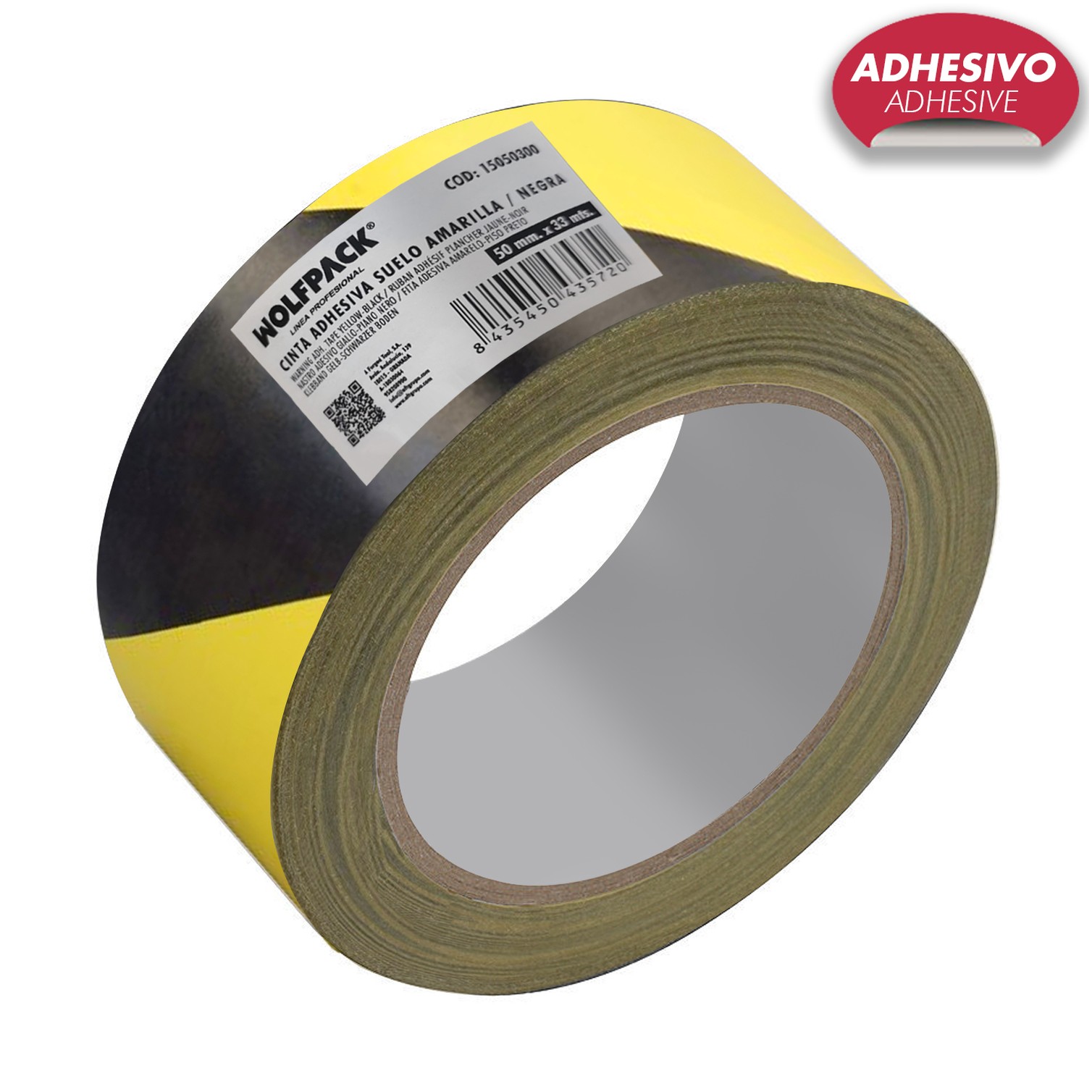 Cinta Señalizacion Adhesiva Suelo, Bicolor Amarilla Y Negra, 33 mt x 50 mm.