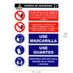 Cartel Combinado Aviso Normas Seguridad 21x 30 (Alt.) cm.