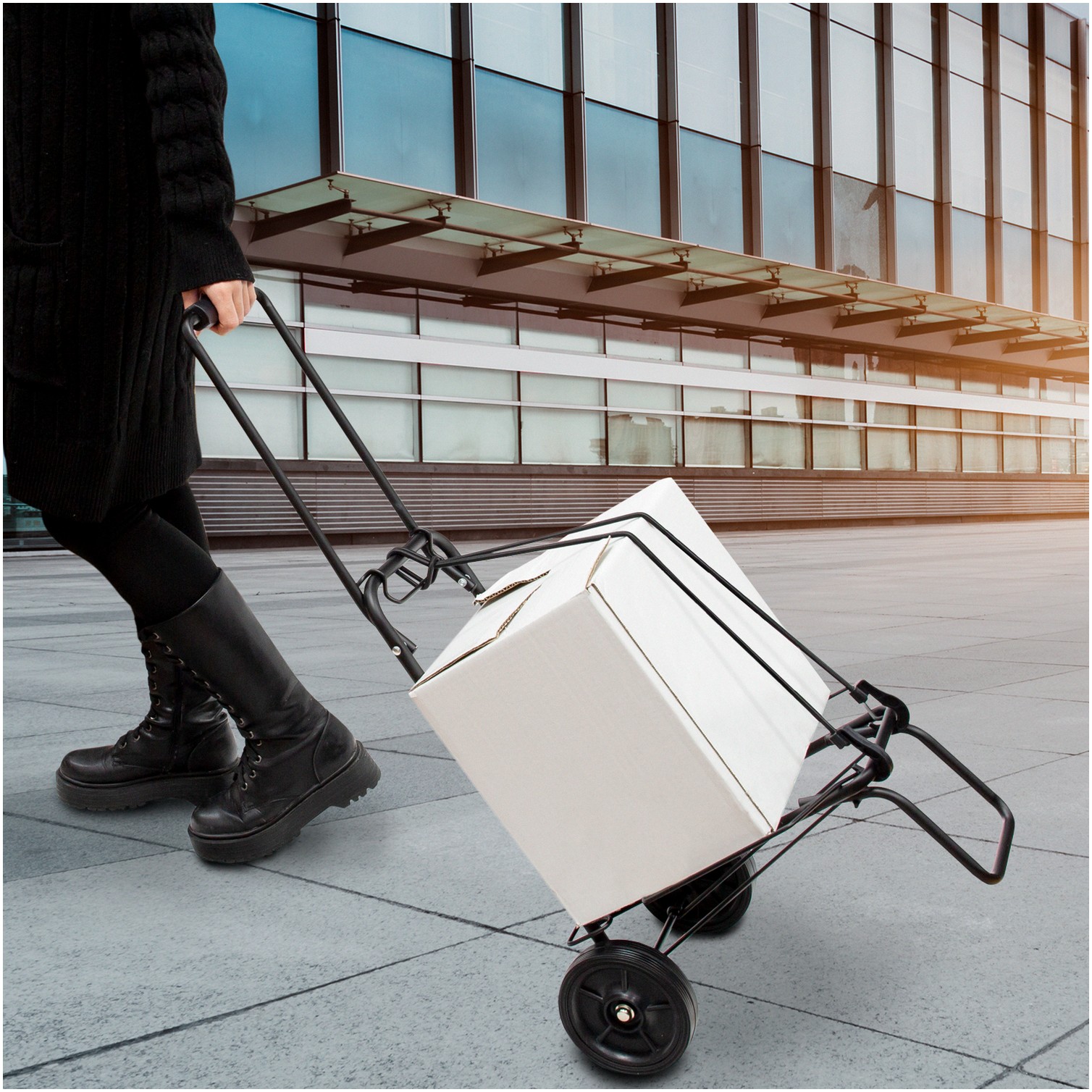 Carretilla Plegable Metalica De Carga - Porta Maletas Con Cuerda Elastica 93,5x33x44 cm. Carro De Transporte 50 Kg.