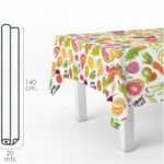 Mantel Hule Rectangular Frutas Fantasia. Impermeable Antimanchas PVC 140 cm. x 20 metros. Rollo Recortable. Interior y Exterior