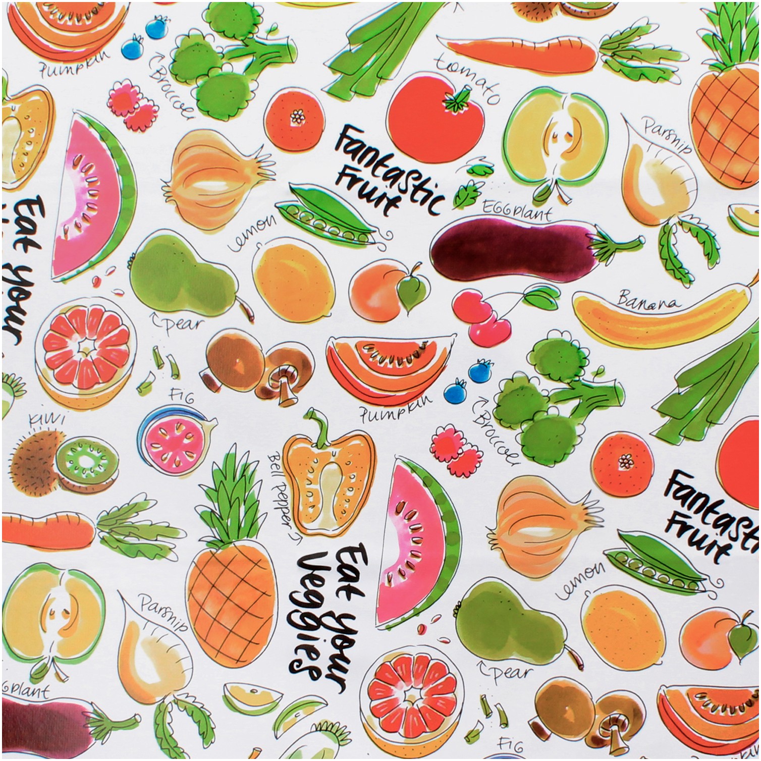 Mantel Hule Rectangular Frutas Fantasia Impermeable Antimanchas PVC 140x250 cm. Recortable Uso Interior y Exterior