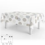 Mantel Hule Rectangular Circulos Beige Impermeable Antimanchas PVC 140x250 cm. Recortable Uso Interior y Exterior