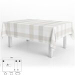 Mantel Hule Rectangular Cuadros Beige Impermeable Antimanchas PVC 140x250 cm. Recortable Uso Interior y Exterior