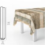 Mantel Hule Rectangular Tablones Madera. Impermeable Antimanchas PVC 140 cm. x 20 metros. Rollo Recortable. Interior y Exterior