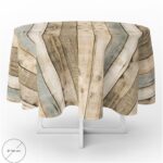 Mantel Hule Redondo Tablones Madera Impermeable Antimanchas PVC Ø 140 cm. Uso Interior y Exterior