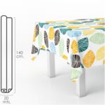 Mantel Hule Rectangular Hojas Colores. Impermeable Antimanchas PVC 140 cm. x 20 metros. Rollo Recortable. Interior y Exterior