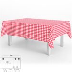 Mantel Hule Rectangular Cuadros Rojos Impermeable Antimanchas PVC 140x250 cm. Recortable Uso Interior y Exterior