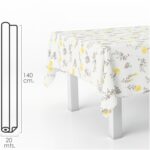 Mantel Hule Rectangular Flores Amarillas. Impermeable Antimanchas PVC 140 cm. x 20 metros. Rollo Recortable. Interior y Exterior