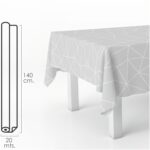 Mantel Hule Rectangular Geometrico Gris. Impermeable Antimanchas PVC 140 cm. x 20 metros. Rollo Recortable. Interior y Exterior