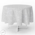 Mantel Hule Geometrico Gris Impermeable Antimanchas PVC Ø 140 cm. Uso Interior y Exterior