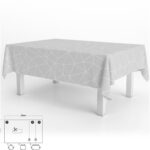Mantel Hule Rectangular Geométrico Gris Impermeable Antimanchas PVC 140x250 cm. Recortable Uso Interior y Exterior
