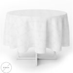 Mantel Hule Muleton Redondo Blanco Impermeable Antimanchas PVC Ø 140 cm. Uso Interior y Exterior