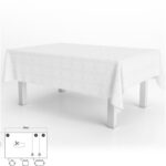 Mantel Hule Muleton Rectangular Blanco Impermeable Antimanchas PVC 140x250 cm. Recortable Uso Interior y Exterior