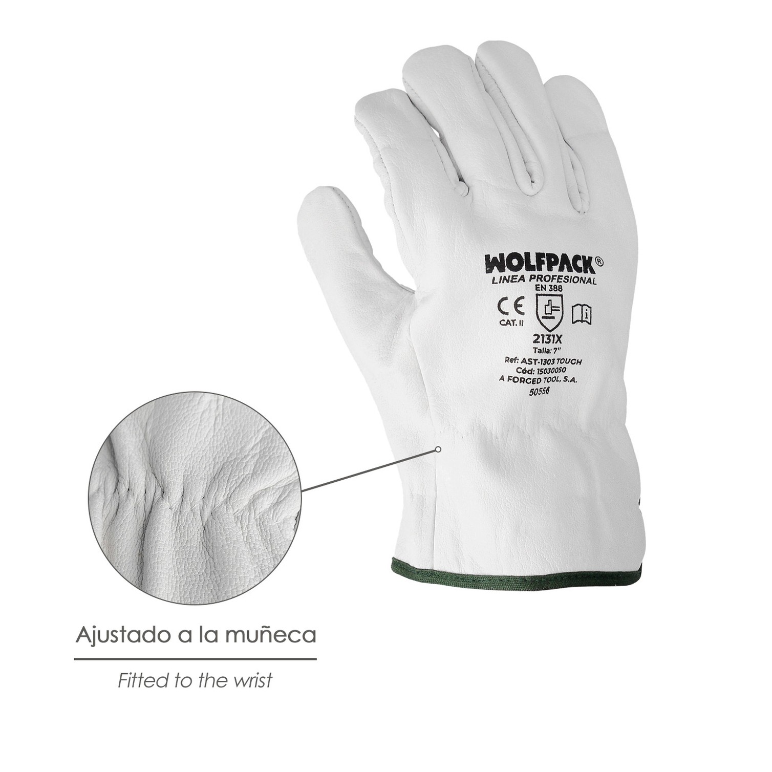 Guantes Trabajo Piel FLOR 7" Con Colgador (Par)