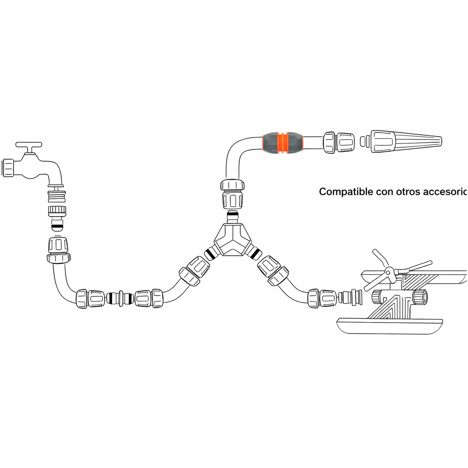Reparador Universal Mangueras 1/2" 5/8" y 3/4". Facil de usar, Plastico Soft Touch.