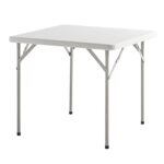 Mesa Plegable Cuadrada HDPE Multifuncional, Portatil, Resistente,Multiusos 86x86x74 cm. Color Blanco
