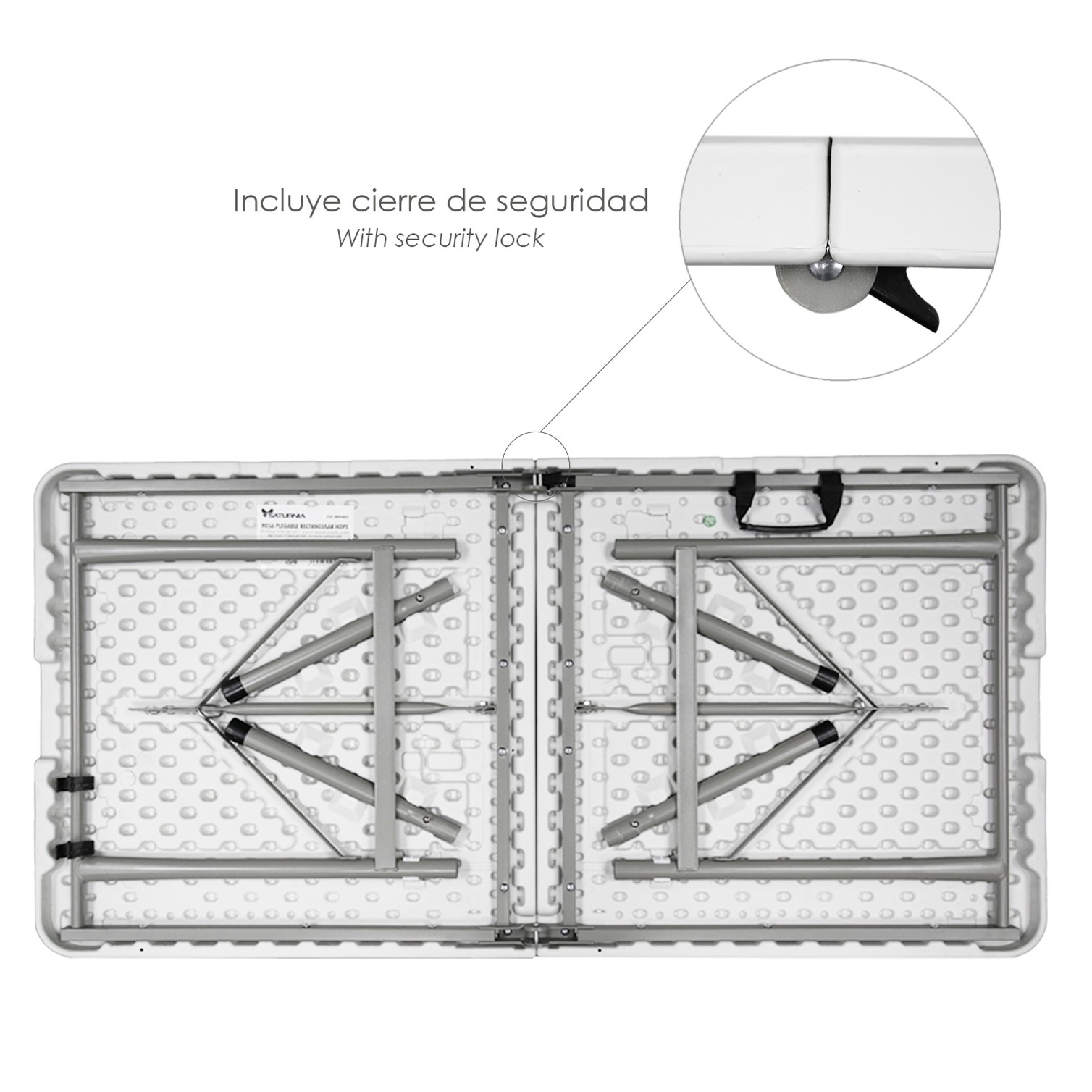 Mesa Plegable Rectangular HDPE 122x61x74 cm. Color Blanco