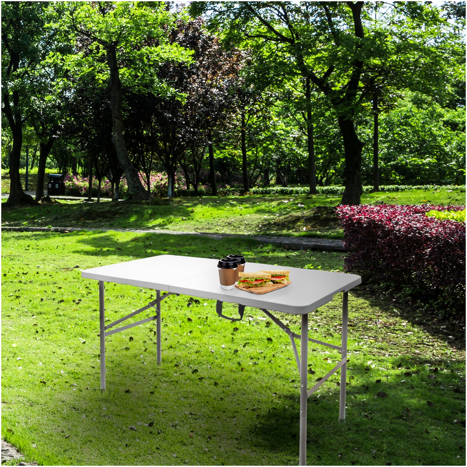 Mesa Plegable Rectangular HDPE 122x61x74 cm. Color Blanco