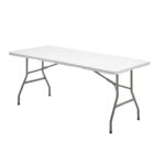 Mesa Plegable Rectangular HDPE Multifuncional, Portatil, Resistente,Multiusos 180x74x74 cm. Color Blanco