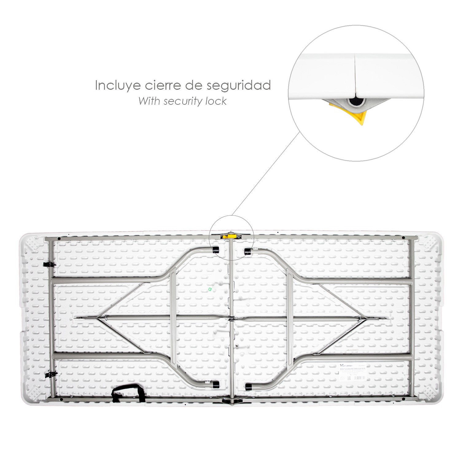 Mesa Plegable Rectangular HDPE Multifuncional, Portatil, Resistente,Multiusos 180x74x74 cm. Color Blanco