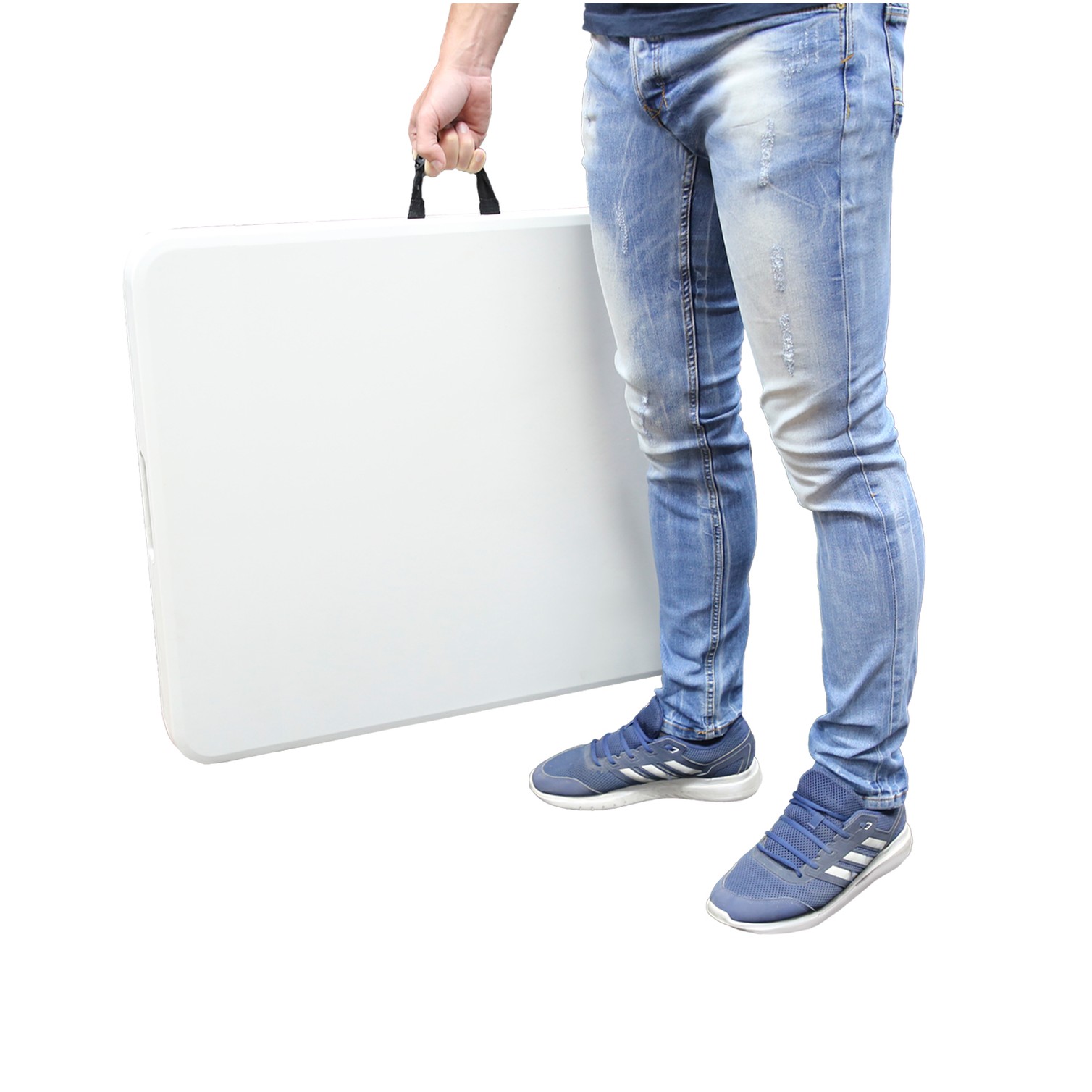 Mesa Plegable Rectangular HDPE Multifuncional, Portatil, Resistente,Multiusos 180x74x74 cm. Color Blanco