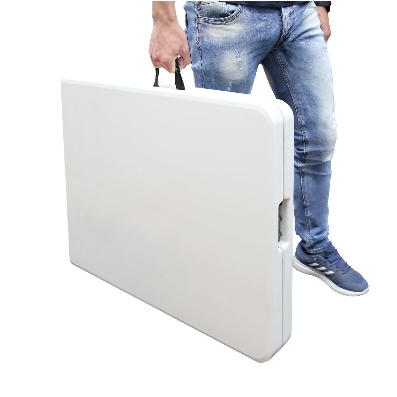 Mesa Plegable Rectangular HDPE 244x76x74 cm. Color Blanco