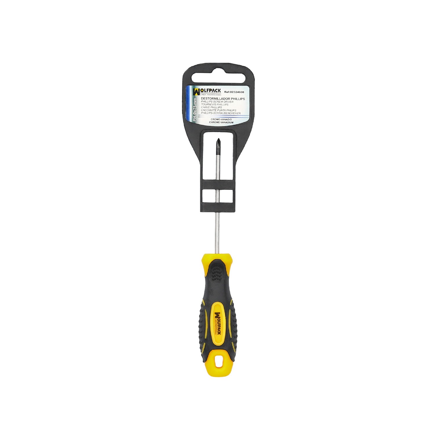 Destornillador Mango Bimaterial Phillips Nº 0 / 75 mm. Destornillador Plano, Cromo Vanadio,