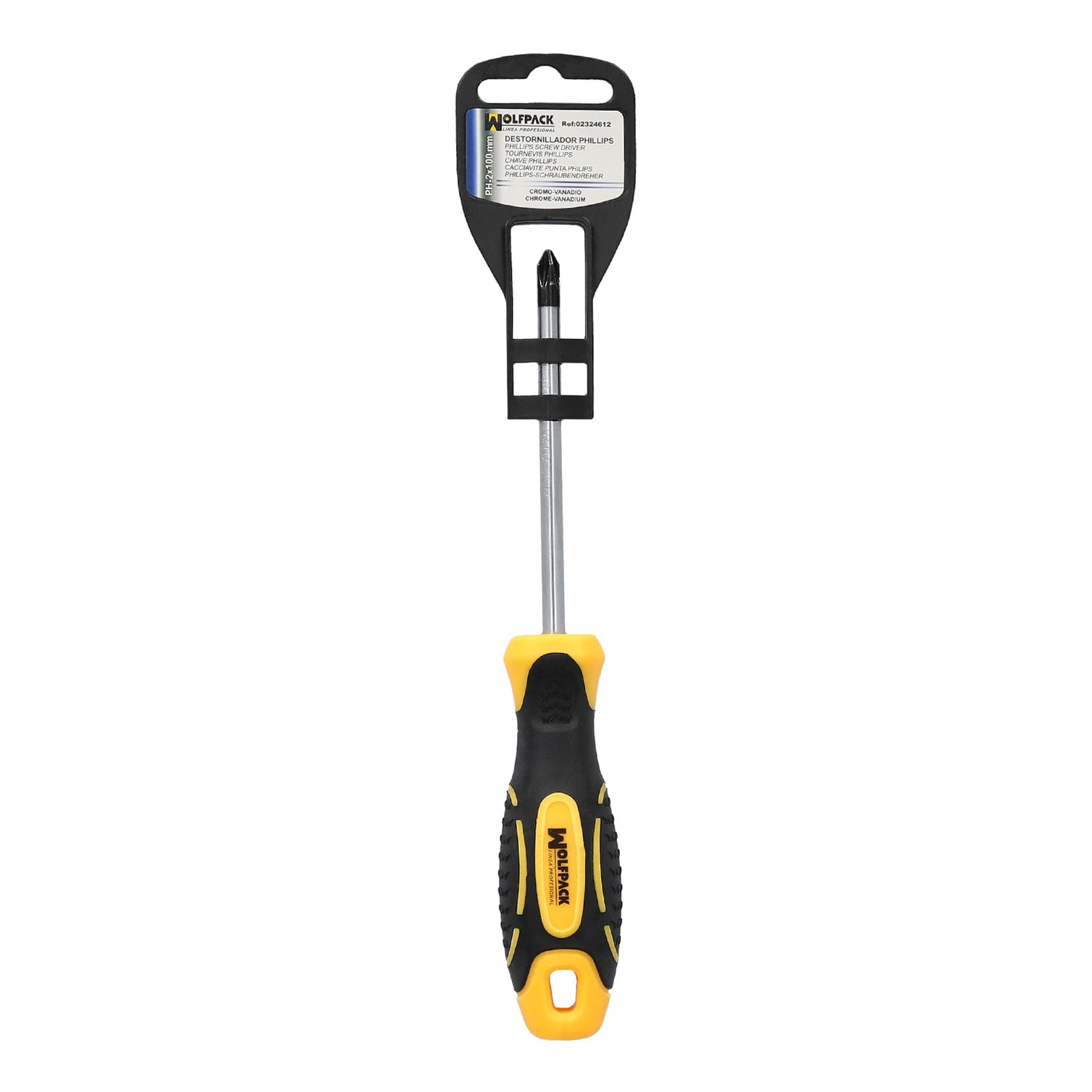 Destornillador Mango Bimaterial Phillips Nº 2 / 100 mm. Destornillador Plano, Cromo Vanadio,