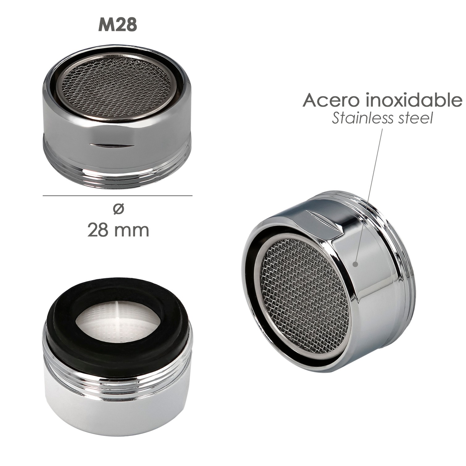 Atomizador Grifos / Monomando M28 (2 piezas) Filtro Aireador Grifo, Economizador de Agua, Difusor Grifo, Aireador Economizador