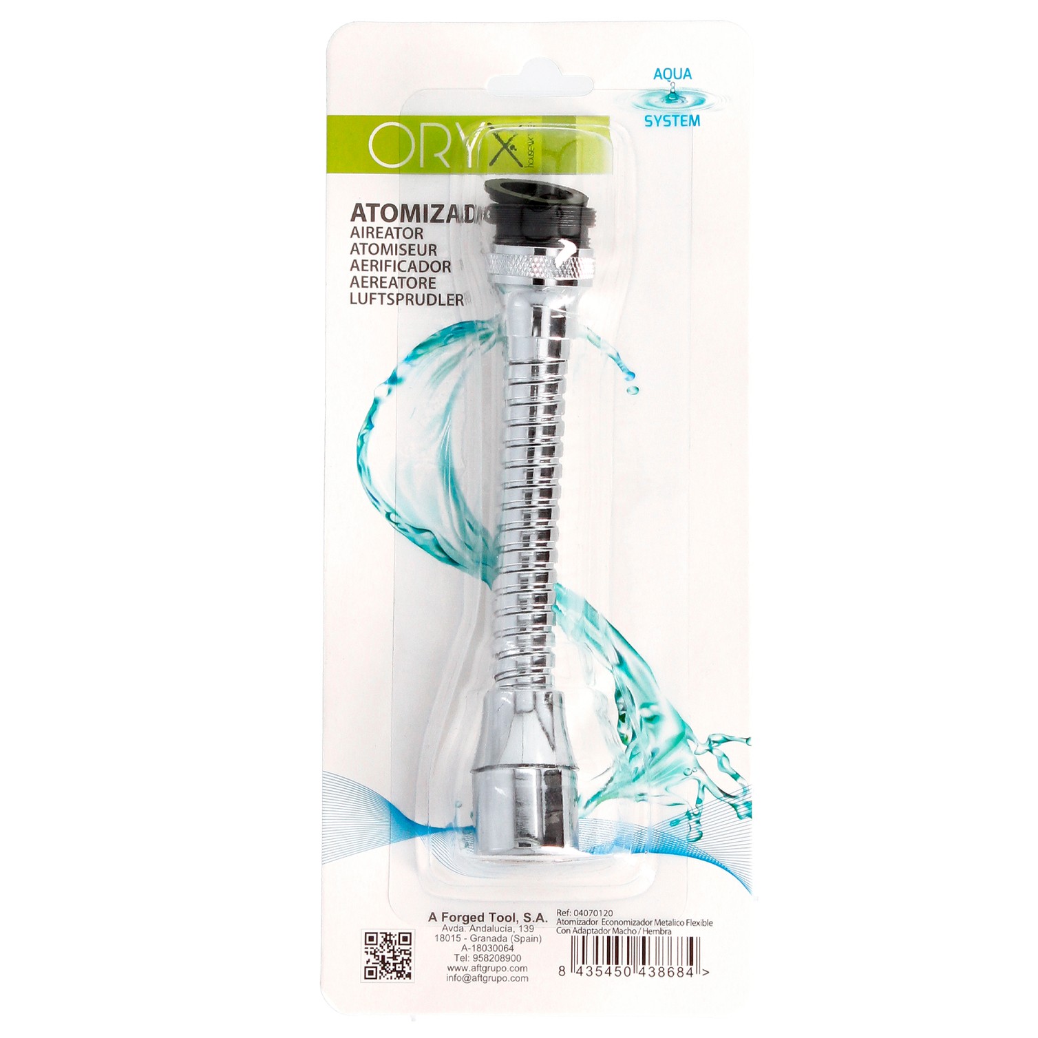 Atomizador Economizador Metalico Flexible Con Adaptador Macho / Hembra