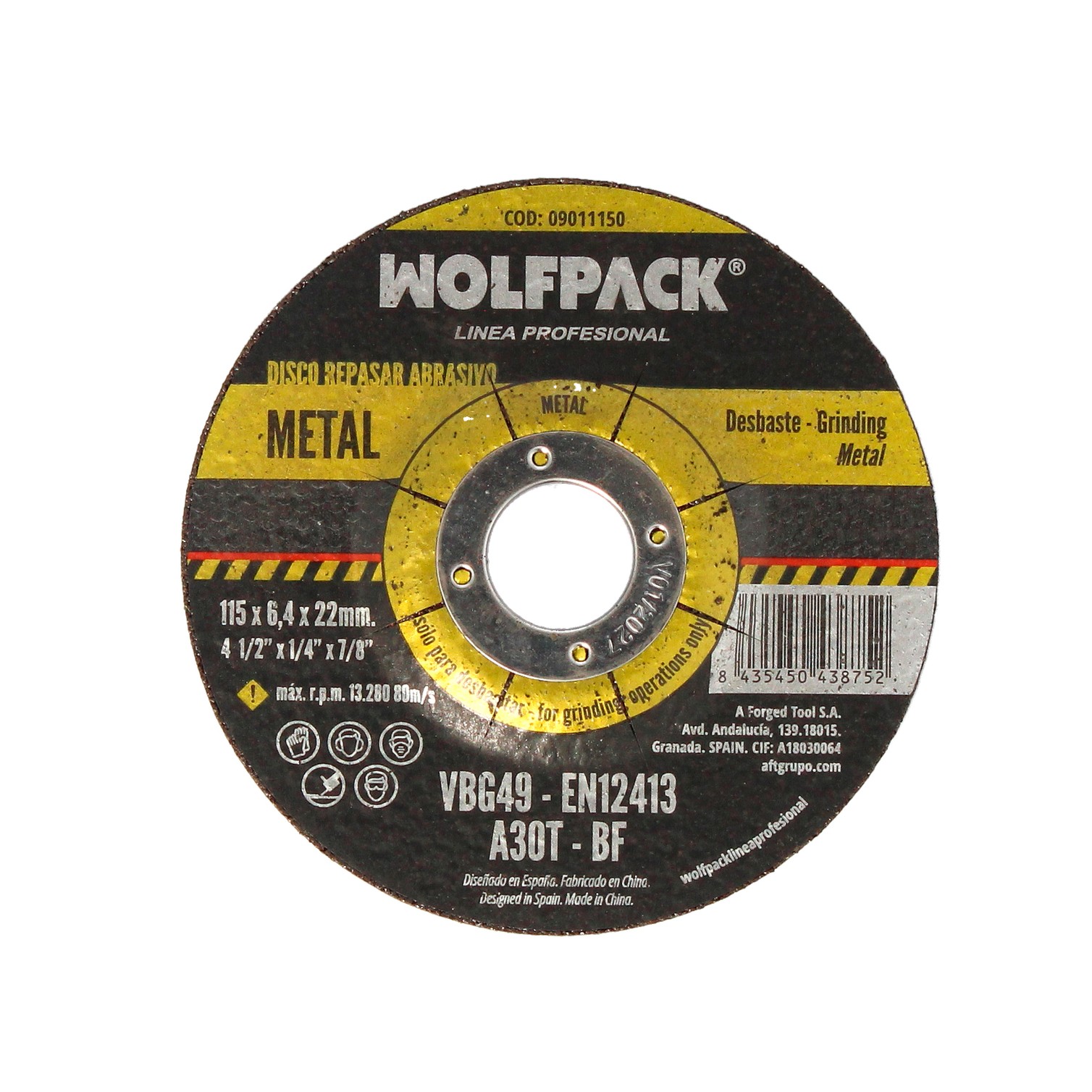 Disco Repasar Abrasivo Ø 115 x Ø 22 mm. Espesor 6,4 mm. Disco Radial / Amoladora Universal Compatible Con Todas Las Amoladoras