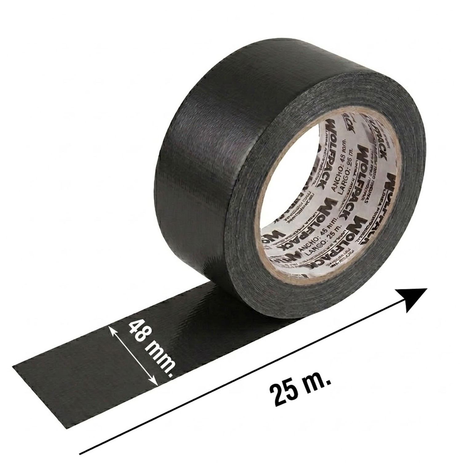 Cinta Americana "Muscle" Color Negro 48 mm. x 25 mertos. Super Resistente, Sellar, Reparar, Unir, Fijar, Sujetar, Empaquetar.