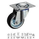 Rueda Industrial Goma Negra Placa 80 mm.