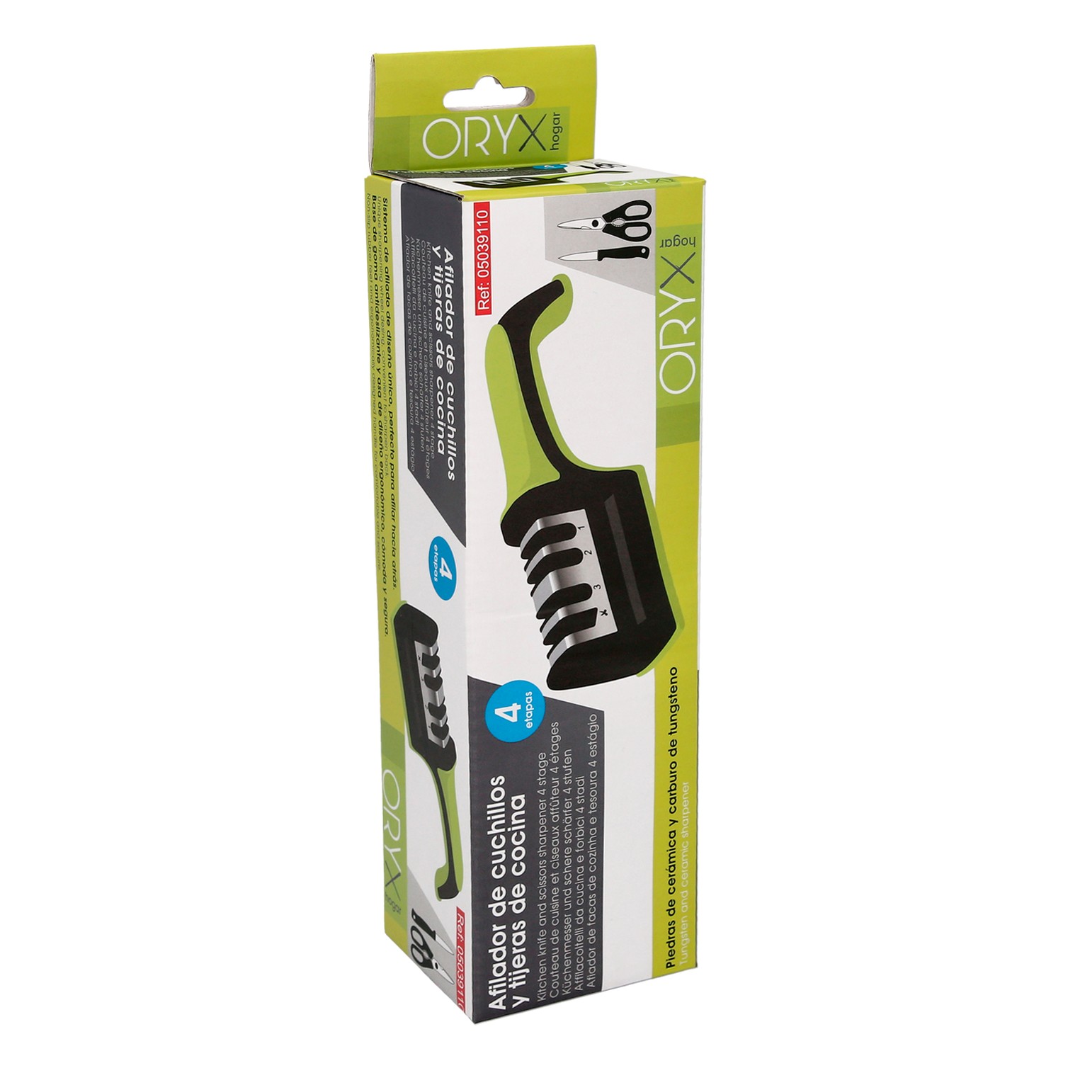 Afilador Cocina Cuchillos Tijeras, 4 Etapas Con Mango