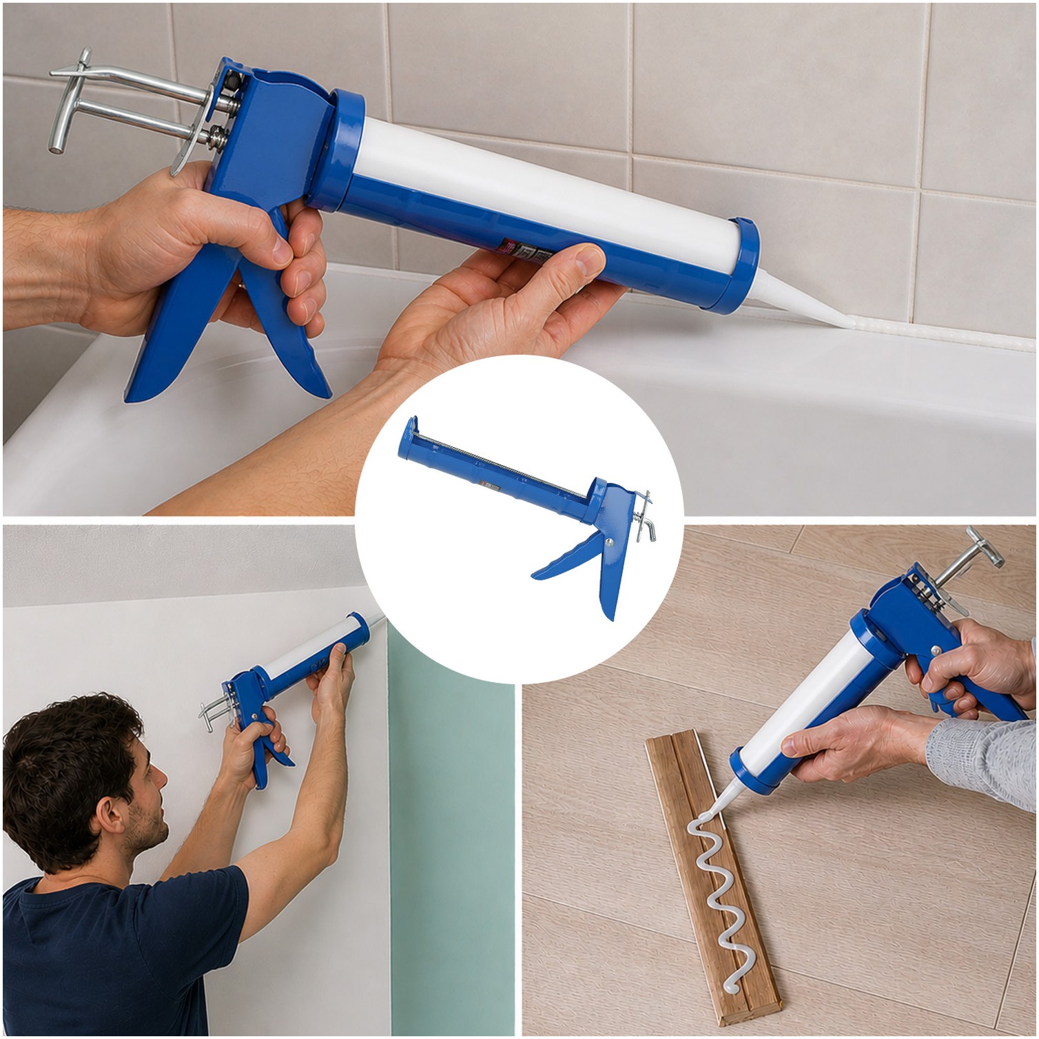 Pistola Silicona Basic. Color Azul. Pistola Selladora, Pistola Selladora Silicona, Pistola Calafateo, Pistola Calafatear,