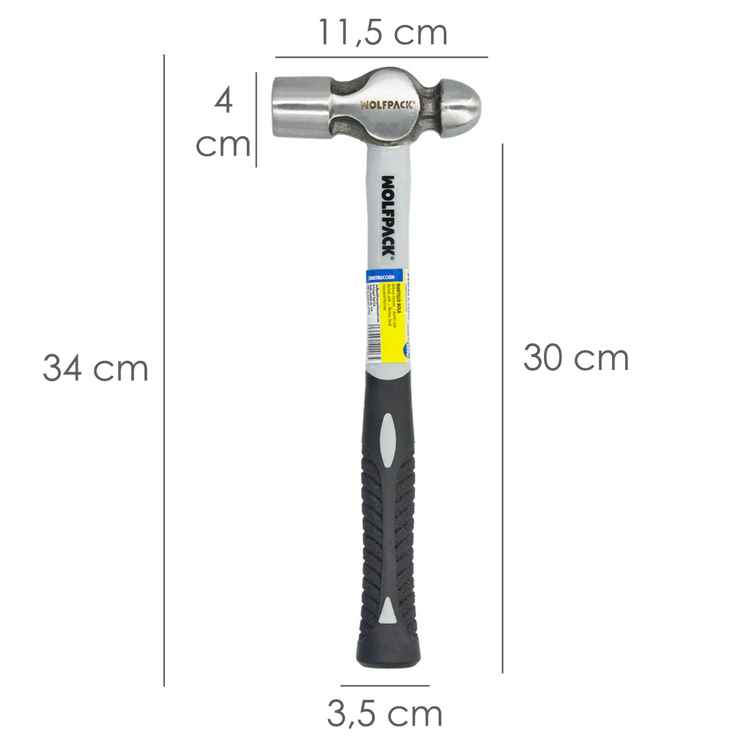 Martillo Bola 650 Gramos Mango Fibra Vidrio